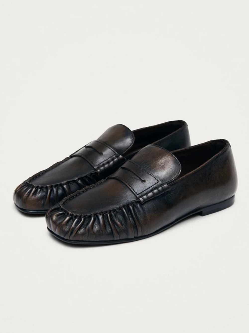 Amen vintage effect brown leather loafers